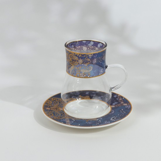 Tea and coffee set - 36 pieces - luxurious with colorful decorations and a luxurious design with golden lines - 2SS1-T01-080 Tea and coffee set - 36 pieces - luxurious with colorful decorations and a luxurious design with golden lines - 2SS1-T01-080