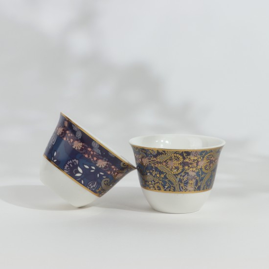 Tea and coffee set - 36 pieces - luxurious with colorful decorations and a luxurious design with golden lines - 2SS1-T01-080 Tea and coffee set - 36 pieces - luxurious with colorful decorations and a luxurious design with golden lines - 2SS1-T01-080