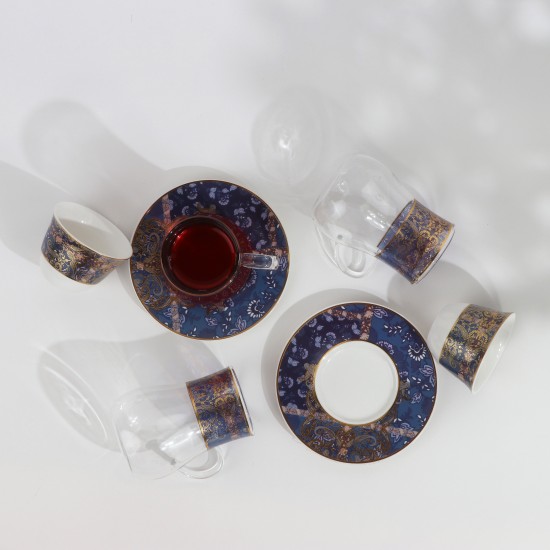 Tea and coffee set - 36 pieces - luxurious with colorful decorations and a luxurious design with golden lines - 2SS1-T01-080 Tea and coffee set - 36 pieces - luxurious with colorful decorations and a luxurious design with golden lines - 2SS1-T01-080