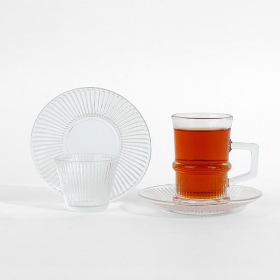 19-piece glass coffee and tea set with gold holder - 2SS1-T02-057 19-piece glass coffee and tea set with gold holder - 2SS1-T02-057