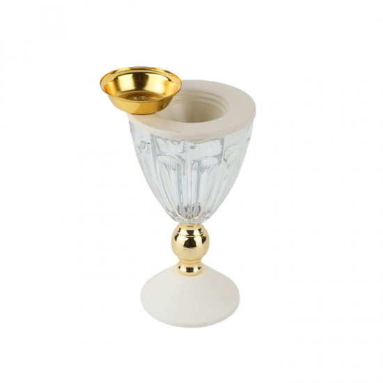 Attractive design glass and light beige incense burner, 21 cm - 2SS10-095 Attractive design glass and light beige incense burner, 21 cm - 2SS10-095