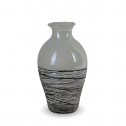 فازة زجاجية - ابيض واسود- 2SS11-277