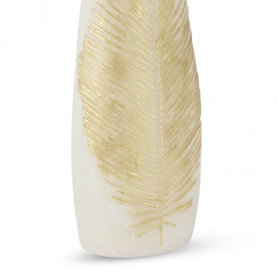 Ceramic vase - white - striped with gold - in the shape of a feather Ceramic vase - white - striped with gold - in the shape of a feather