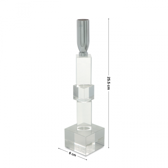 Clear and Silver Crystal Candlestick - 2SS9-951 Clear and Silver Crystal Candlestick - 2SS9-951