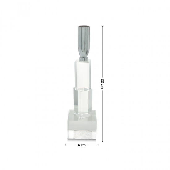 Clear and Silver Crystal Candlestick - 2SS9-953 Clear and Silver Crystal Candlestick - 2SS9-953