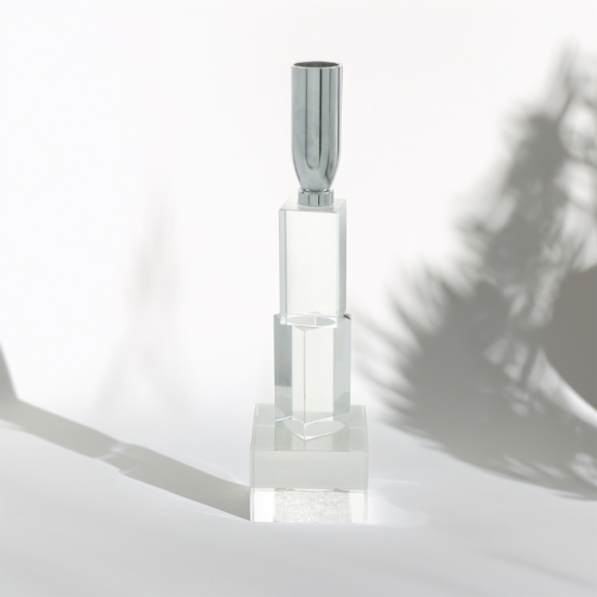 Clear and Silver Crystal Candlestick - 2SS9-953 Clear and Silver Crystal Candlestick - 2SS9-953