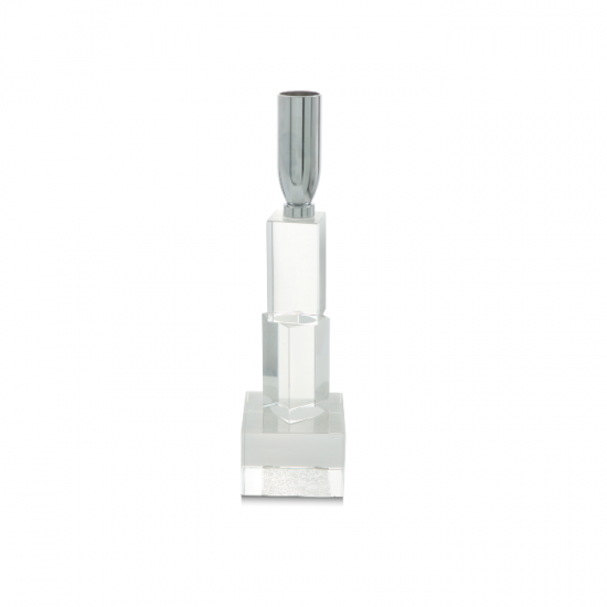 Clear and Silver Crystal Candlestick - 2SS9-953 Clear and Silver Crystal Candlestick - 2SS9-953
