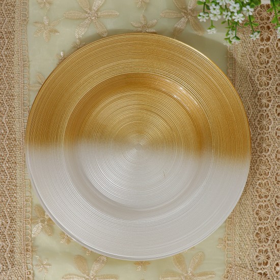 Luxury Glass Serving Platter - Gold and White - 10.5"