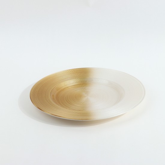 Luxury Glass Serving Platter - Gold and White - 10.5"