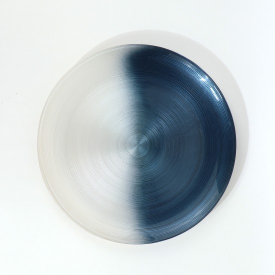 Luxury Glass Serving Platter - Blue and White - 13"