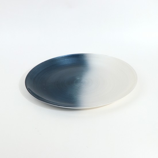 Luxury Glass Serving Platter - Blue and White - 13"