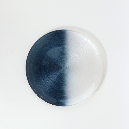 Luxury Glass Serving Platter - Blue and White - 10"