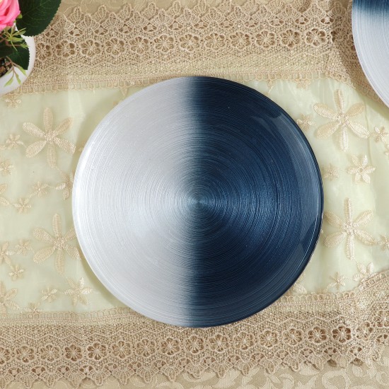 Luxury Glass Serving Platter - Blue and White - 10"