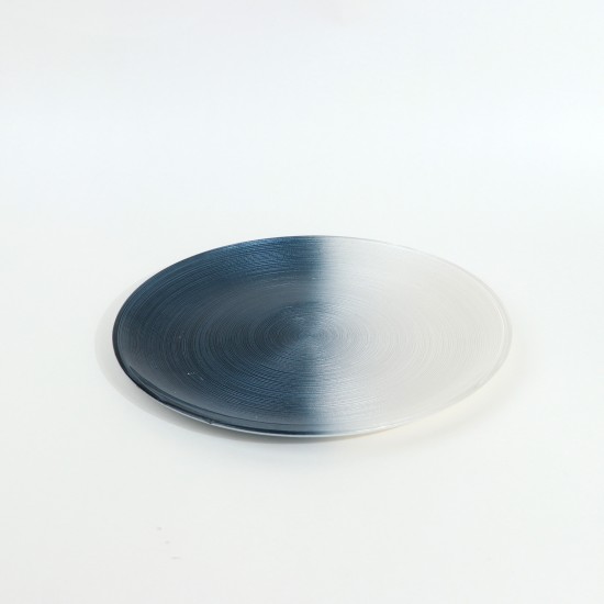 Luxury Glass Serving Platter - Blue and White - 10"