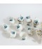 Green Rose Decorated Porcelain Coffee Cup Set - 12 Pieces