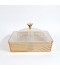 Square acrylic serving tray with lid and gold handle - 4 compartments