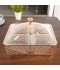 Square acrylic serving tray with lid and gold handle - 4 compartments