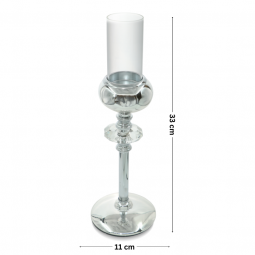 Elegant and modern crystal candlestick - silver - 2UU10-102-2