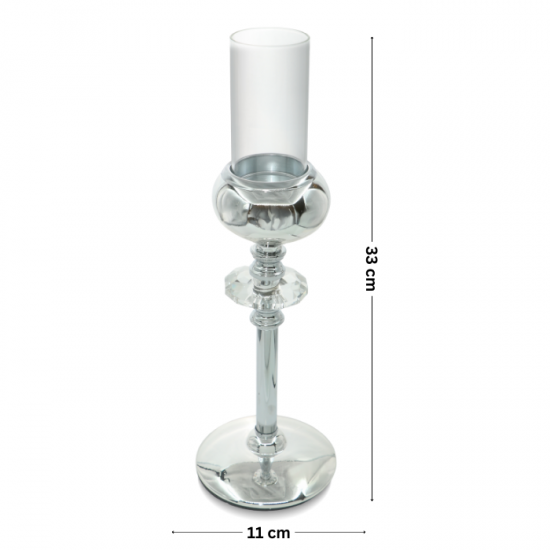 Elegant and modern crystal candlestick - silver - 2UU10-102-2 Elegant and modern crystal candlestick - silver - 2UU10-102-2