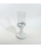 Glass candlestick on an elegant metal base - white