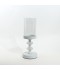 Glass candlestick on an elegant metal base - white