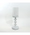 Glass candlestick on an elegant metal base - white