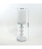 Glass candlestick on an elegant metal base - white