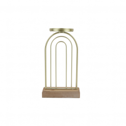 Modern candlestick made of wood and gold metal - 2UU9-069 