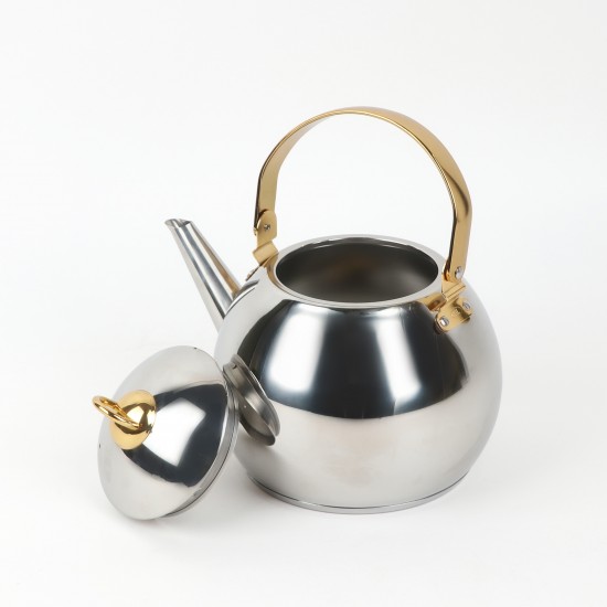 Stainless steel kettle with gold handle – 3 liter capacity Stainless steel kettle with gold handle – 3 liter capacity