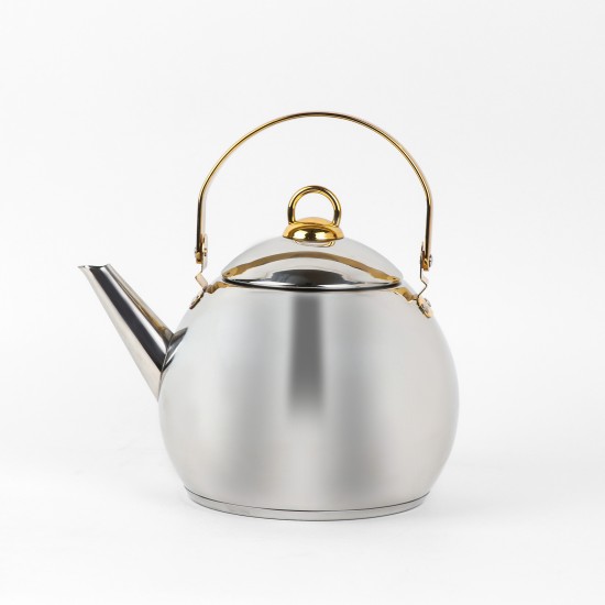 Stainless steel kettle with gold handle – 3 liter capacity Stainless steel kettle with gold handle – 3 liter capacity