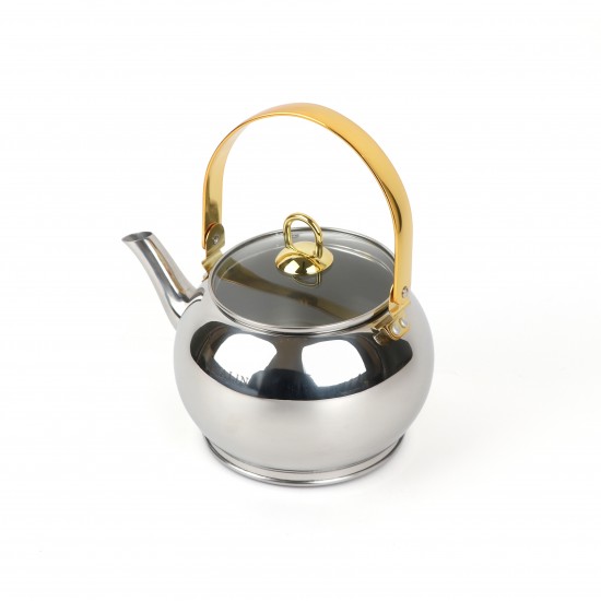 Stainless steel kettle with gold handle – 2 liter capacity