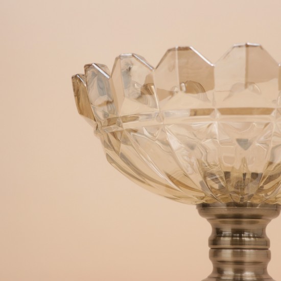 Luxury crystal serving dish with a gold base - 24*24*19.5cm - 2M1M200588