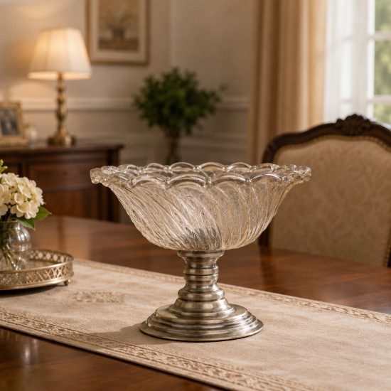 Luxury crystal serving dish with a gold base - 28*28*19cm - 2M1M200591