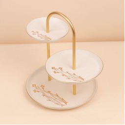 شيالة تقديم بتصميم مميز وأنيق بيضاء مع مقبض ذهبي- 2S1MM100409