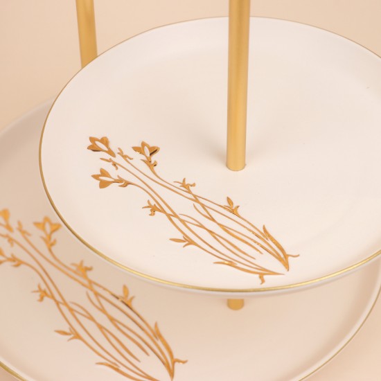 شيالة تقديم بتصميم مميز وأنيق بيضاء مع مقبض ذهبي- 2S1MM100409