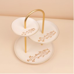 شيالة تقديم بتصميم مميز وأنيق بيضاء مع مقبض ذهبي- 2S1MM100409