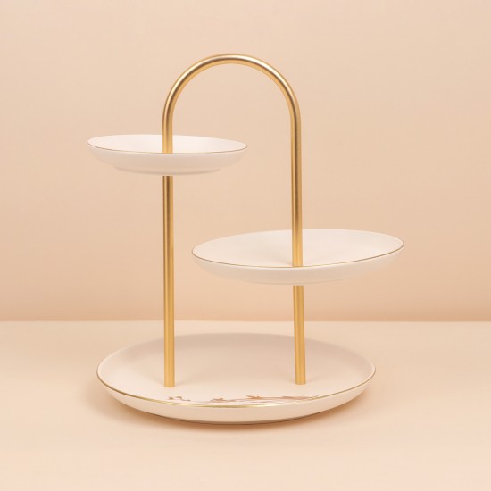 شيالة تقديم بتصميم مميز وأنيق بيضاء مع مقبض ذهبي- 2S1MM100409