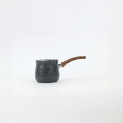 Black granite coffee pot with a wooden handle - 7.5 cm capacity Black granite coffee pot with a wooden handle - 7.5 cm capacity
