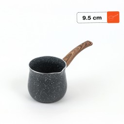 Black granite coffee pot with a wooden handle - 10.5 cm capacity