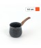Black granite coffee pot with a wooden handle - 10.5 cm capacity