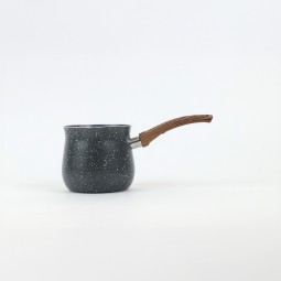 Black granite coffee pot with a wooden handle - 10.5 cm capacity Black granite coffee pot with a wooden handle - 10.5 cm capacity