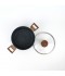 Granite saucepan with wooden handle and black glass lid - 22 cm size 2S1A400190