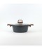 Granite saucepan with wooden handle and black glass lid - 22 cm size 2S1A400190