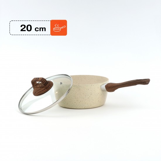 Pot with wooden handle - 20 cm capacity