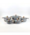 Granite cookware set with wooden design, gray color - 10 pieces