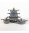 Granite cookware set with wooden design, gray color - 10 pieces