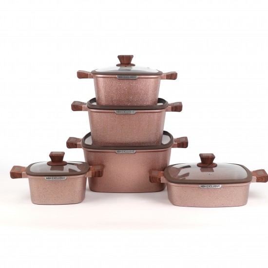 Granite cookware set with wooden handles - 10 pieces