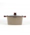 Granite cookware set with wooden handles, beige color - 10 pieces