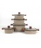 Granite cookware set with wooden handles, beige color - 10 pieces