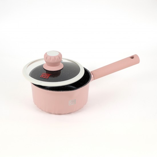 Pink granite cookware set - 14 pieces